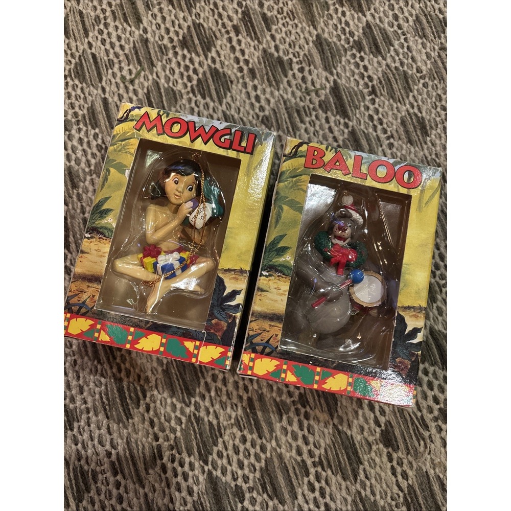 1996 Grolier Walt Disney's The Jungle Book MOWGLI & BALOO Ornaments First issue